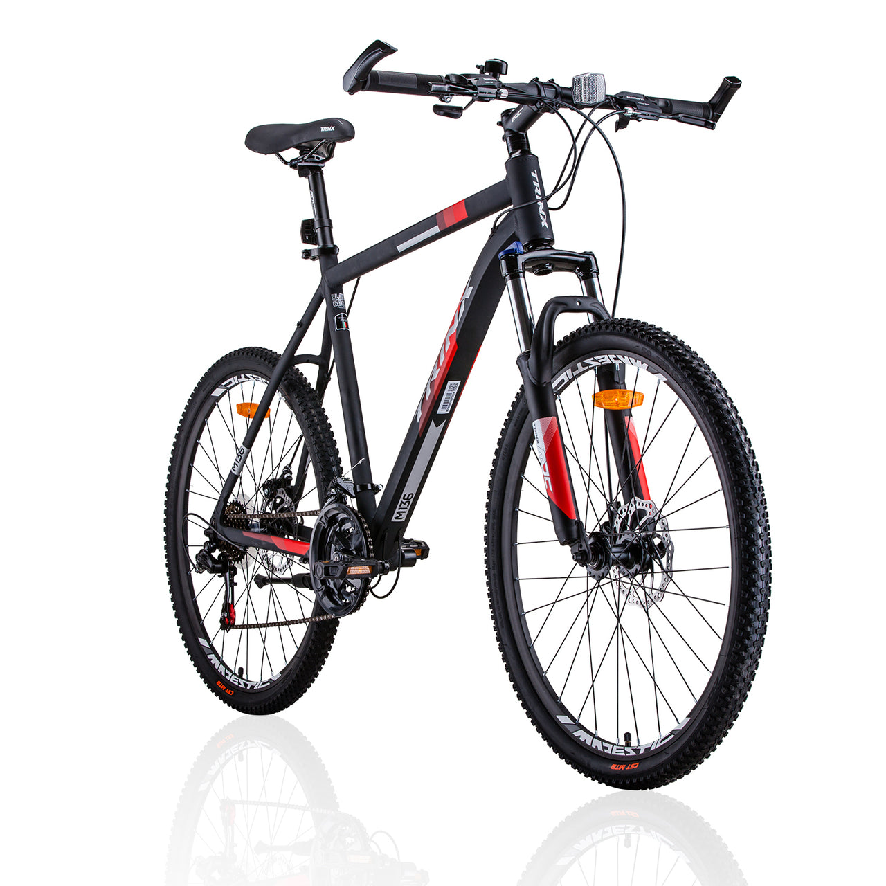 Trinx MTB Mens Mountain Bike 26 inch Shimano Gear 21-Speed [Colour: Matt Black White/Red] [Size Of Frame: 17 inches]