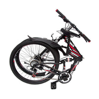 Thumbnail for 26 Folding Mountain Bicycle 21 Speed Shimano Foldable Bike Black Color