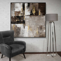 Thumbnail for 100X100cm Earthy Elegance Black Framed Hand Painted Canvas Wall Art