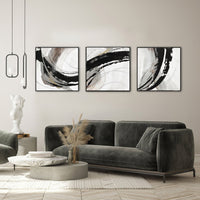 Thumbnail for 150X50cm Set of 3 Black Framed Hand Painted Canvas Wall Art