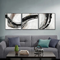 Thumbnail for 150X50cm Set of 3 Black Framed Hand Painted Canvas Wall Art