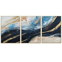 Thumbnail for 150X70cm Set of 3 Gold Framed Hand Painted Canvas Wall Art