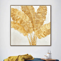 Thumbnail for 100X100cm Lustrous Leaves Dark Wood Framed Hand Painted Canvas Wall Art