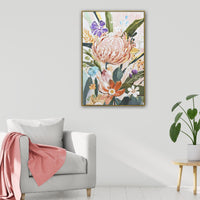 Thumbnail for 80X120cm Native Bloom Dark Wood Framed Canvas Wall Art