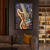 Thumbnail for 60X90cm Neon Serenade Black Framed Hand Painted LED Wall Art