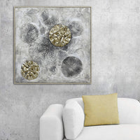 Thumbnail for 100X100cm Golden Orbs Amidst Ethereal Mists Light Wood Framed Hand Painted Canvas Wall Art