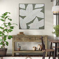 Thumbnail for 100X100cm Emerald Oasis: Leaves of Serenity Champagne Framed Hand Painted Canvas Wall Art