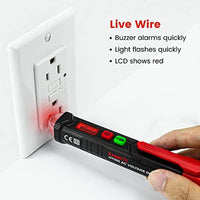 Thumbnail for KAIWEETS HT100 Non Contact Voltage Tester AC Electricity Detect Pen 12V-1000V/48V-1000V Dual Range with LCD Display LED Flashlight Buzzer Alarm Wire Breakpoint Finder