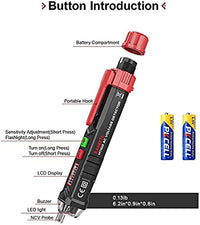 Thumbnail for KAIWEETS HT100 Non Contact Voltage Tester AC Electricity Detect Pen 12V-1000V/48V-1000V Dual Range with LCD Display LED Flashlight Buzzer Alarm Wire Breakpoint Finder