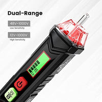 Thumbnail for KAIWEETS HT100 Non Contact Voltage Tester AC Electricity Detect Pen 12V-1000V/48V-1000V Dual Range with LCD Display LED Flashlight Buzzer Alarm Wire Breakpoint Finder