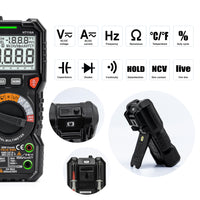 Thumbnail for KAIWEETS Digital Multimeter TRMS 6000 Counts Voltmeter Auto-Ranging Fast Accurately Measures Voltage Current Amp Resistance Diodes Continuity Duty-Cycle Capacitance Temperature for Automotive