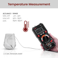 Thumbnail for KAIWEETS Digital Multimeter TRMS 6000 Counts Voltmeter Auto-Ranging Fast Accurately Measures Voltage Current Amp Resistance Diodes Continuity Duty-Cycle Capacitance Temperature for Automotive