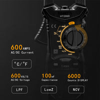 Thumbnail for KAIWEETS HT206D Digital Clamp Meter T-RMS 6000 Counts, Multimeter Voltage Tester Auto-ranging, Measures Current Voltage Temperature Capacitance Resistance Diodes Continuity Duty-Cycle (AC/DC Current)