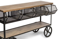 Thumbnail for Wooden Kitchen Island Trolley Cart on Wheels with Drawers and 3 Level Storage