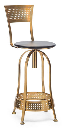 Thumbnail for Gold Black Swivel Kitchen Bar Stool Chair with High Back in Netted Design Frame