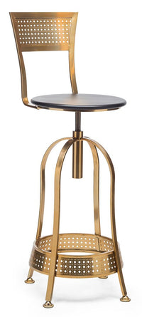 Thumbnail for Gold Black Swivel Kitchen Bar Stool Chair with High Back in Netted Design Frame