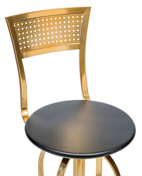 Thumbnail for Gold Black Swivel Kitchen Bar Stool Chair with High Back in Netted Design Frame