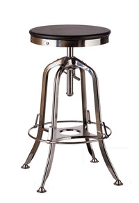 Thumbnail for Industrial Wooden Height Adjustable Swivel Bar Stool - Nickel Black