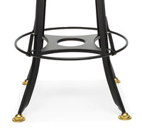 Thumbnail for Industrial Wooden Height Adjustable Swivel Bar Stool Chair with Back - Gold Black