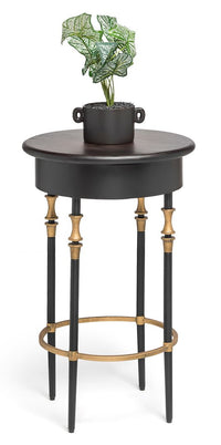 Thumbnail for Wooden Round Gold Black Side Table with Finial Legs