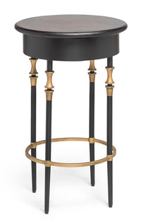 Thumbnail for Wooden Round Gold Black Side Table with Finial Legs