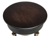 Thumbnail for Wooden Round Gold Black Side Table with Finial Legs