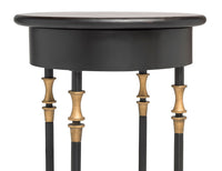 Thumbnail for Wooden Round Gold Black Side Table with Finial Legs