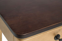 Thumbnail for Modern Bedside Table in Brass Finish with Storage Drawer and Wood Top