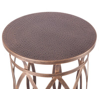 Thumbnail for Round Iron Side Table with Cross Legs in Brass Finish