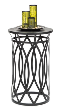 Thumbnail for Black Round Iron Side Table with Cross Legs and Silver Finish Top