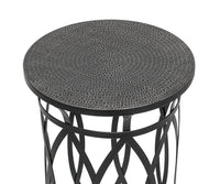 Thumbnail for Black Round Iron Side Table with Cross Legs and Silver Finish Top