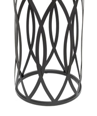 Thumbnail for Black Round Iron Side Table with Cross Legs and Silver Finish Top