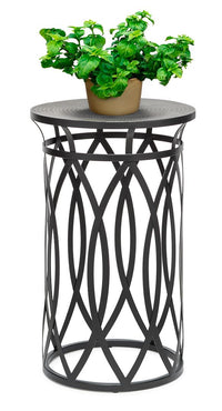 Thumbnail for Black Round Iron Side Table with Cross Legs and Gold Finish Top