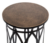 Thumbnail for Black Round Iron Side Table with Cross Legs and Gold Finish Top