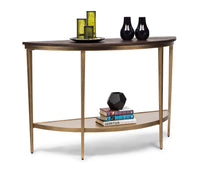 Thumbnail for Dark French Brass Half Round Hallway Console Table with Wood Top