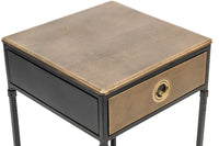 Thumbnail for Black Bedside Table with Storage Drawer and Gold Finished Textured Top