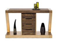 Thumbnail for Contemporary Brass Wooden Z-Shaped Hallway Console Table with Drawers