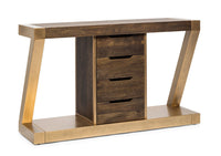 Thumbnail for Contemporary Brass Wooden Z-Shaped Hallway Console Table with Drawers