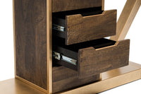 Thumbnail for Contemporary Brass Wooden Z-Shaped Hallway Console Table with Drawers