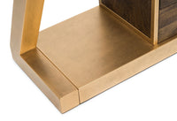 Thumbnail for Contemporary Brass Wooden Z-Shaped Hallway Console Table with Drawers