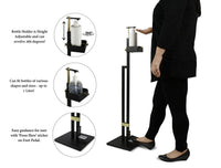 Thumbnail for Lirash Touch Free Hand Sanitiser Dispenser Station Floor Stand Foot Operated - Gold Black