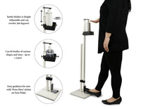 Thumbnail for Lirash Touch Free Hand Sanitiser Dispenser Station Floor Stand Foot Operated - White Black