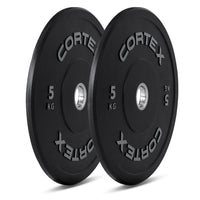 Thumbnail for CORTEX 5kg Black Series V2 50mm Rubber Olympic Bumper Plate (Pair)