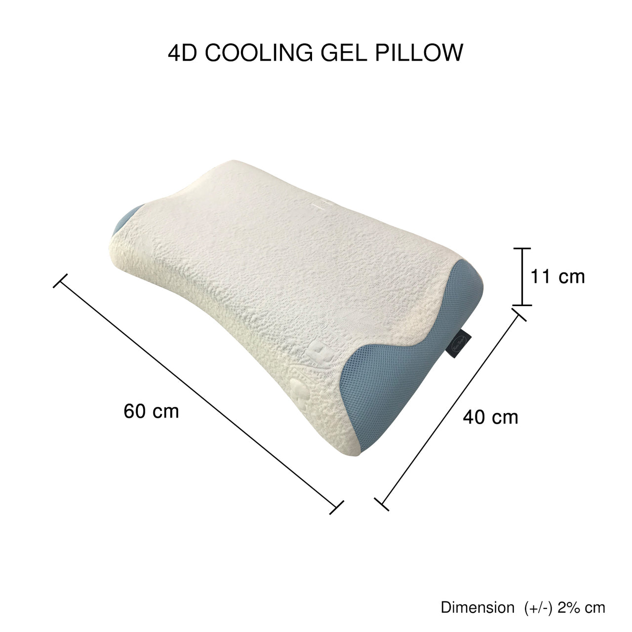 Set of 4X 4D Cooling Gel Technology Memory Foam Removable Outer Cover Hypoallergenic Pillow