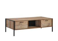 Thumbnail for Coffee Table 2 Drawers Particle Board Storage in Oak Colour