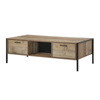 Thumbnail for Coffee Table 2 Drawers Particle Board Storage in Oak Colour