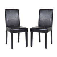 Thumbnail for 2x Wooden Frame Black Leatherette Dining Chairs with Solid Pine Legs