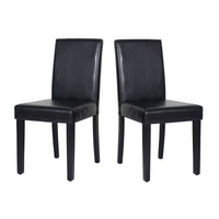 Thumbnail for 2x Wooden Frame Black Leatherette Dining Chairs with Solid Pine Legs