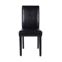 Thumbnail for 2x Wooden Frame Black Leatherette Dining Chairs with Solid Pine Legs