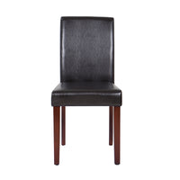 Thumbnail for 2x Wooden Frame Brown Leatherette Dining Chairs with Solid Pine Legs